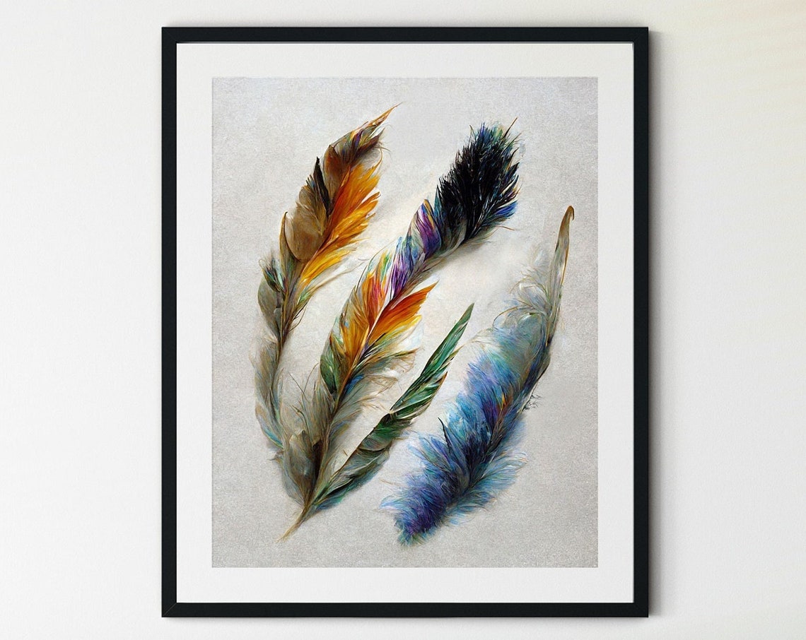 Feather Prints Feather 3 Feathers Feather Art Feather Wall Art Feather Poster Vintage Feather Print Rustic Wall Art