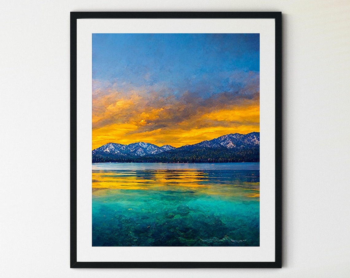 Lake Tahoe Print Lake Tahoe Wall Art Lake Tahoe Poster Lake Tahoe Art Lake Tahoe Lake Tahoe Vintage Style Travel Poster Print