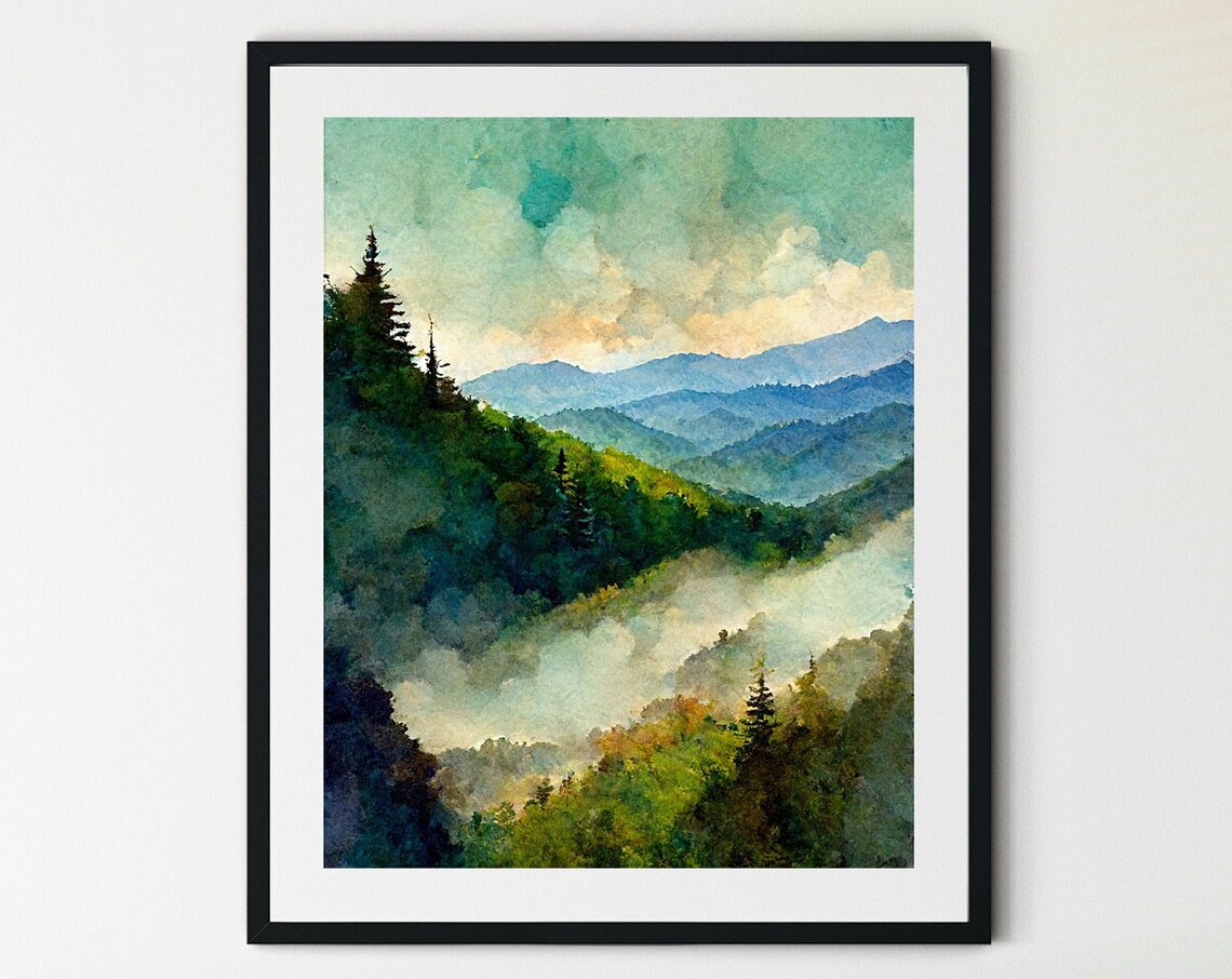 Great Smoky Mountains Poster, Nature Landscape