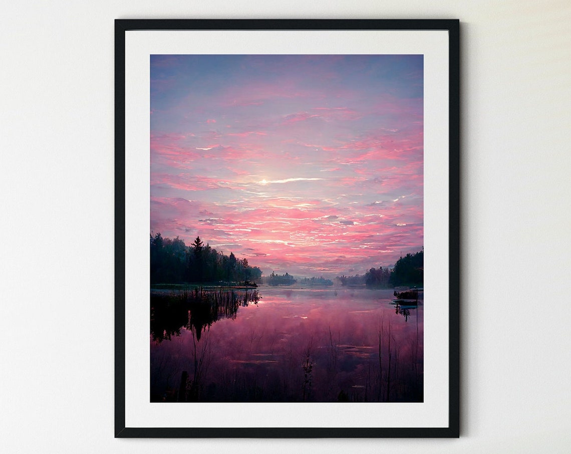 Shore Line Print Lake District Print Vintage Lake Print Nature Landscape National Park Print Travel Print Lake House Painting