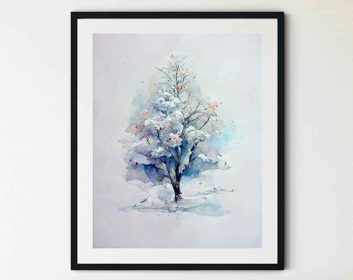 Christmas Trees Watercolor Holiday Art Print