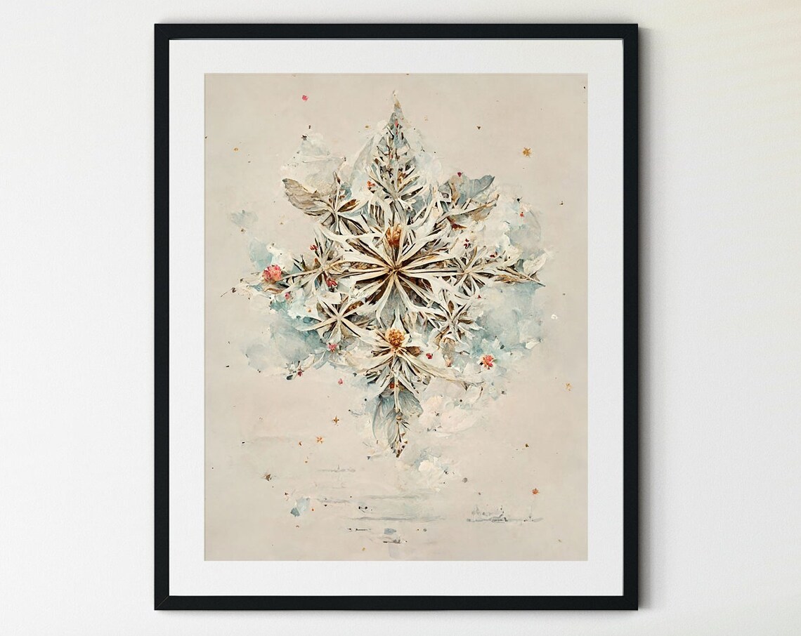 Snowflake Print, Christmas Winter Wall Decor