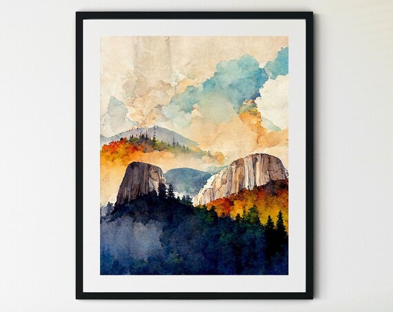 Yosemite Print Yosemite Wall Art Yosemite National Park Poster Yosemite Poster Mountain Art National Park Print National Park Art