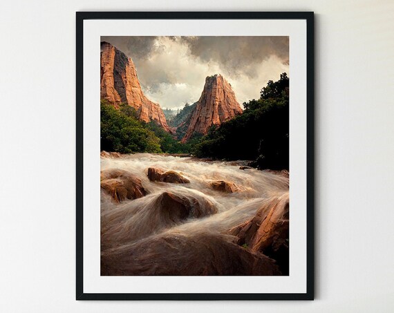 Zion Canyon Print National Park Print Boho Western Decor Zion Canyon Poster Southwest Desert Print Zion National Park Desert