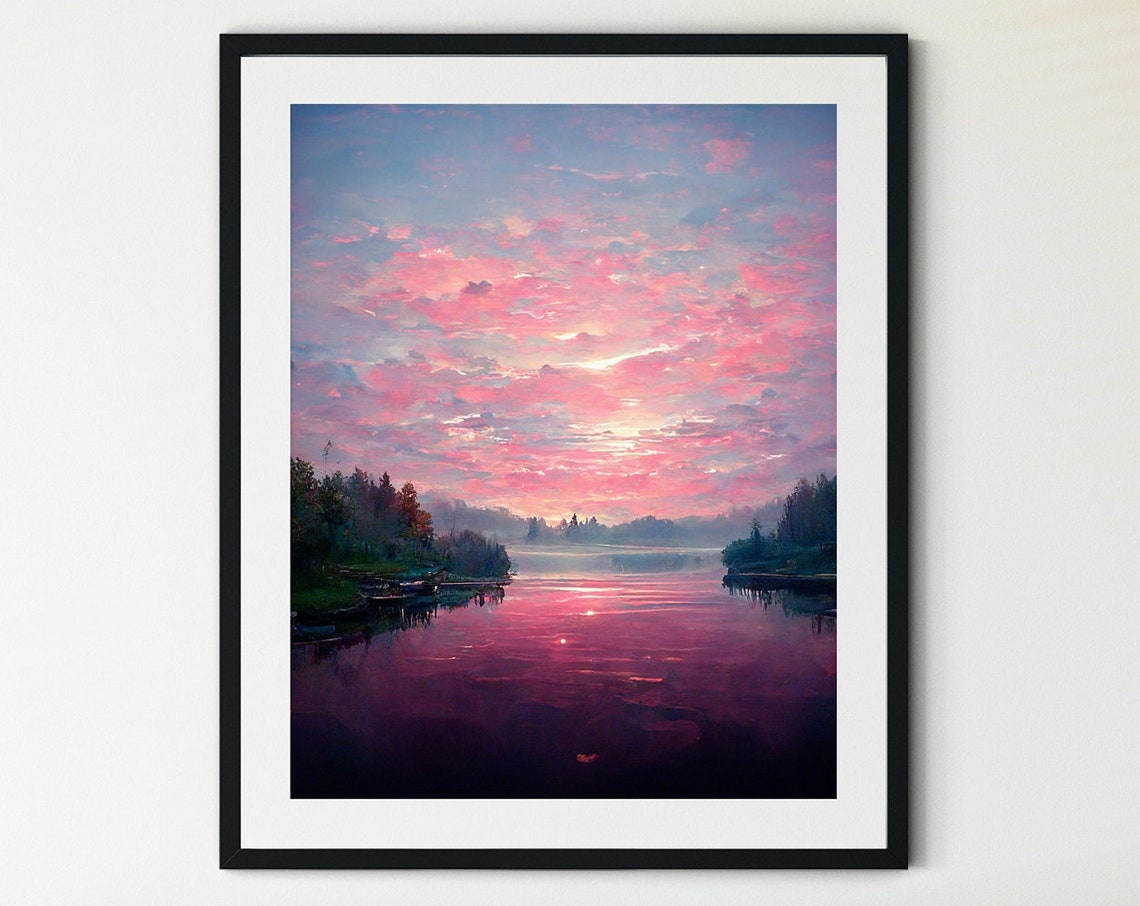 Shore Line Print Lake District Print Vintage Lake Print Nature Landscape National Park Print Travel Print Lake House Painting