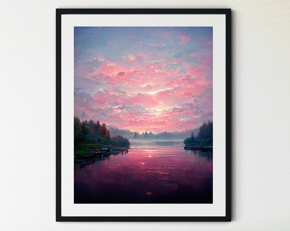 Shore Line Print Lake District Print Vintage Lake Print Nature Landscape National Park Print Travel Print Lake House Painting