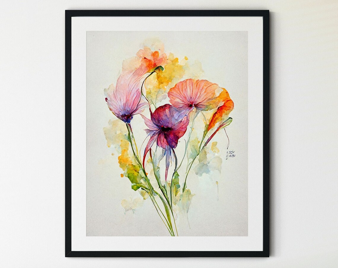 Wildflowers Botanical Wall Art Print for Home Decor