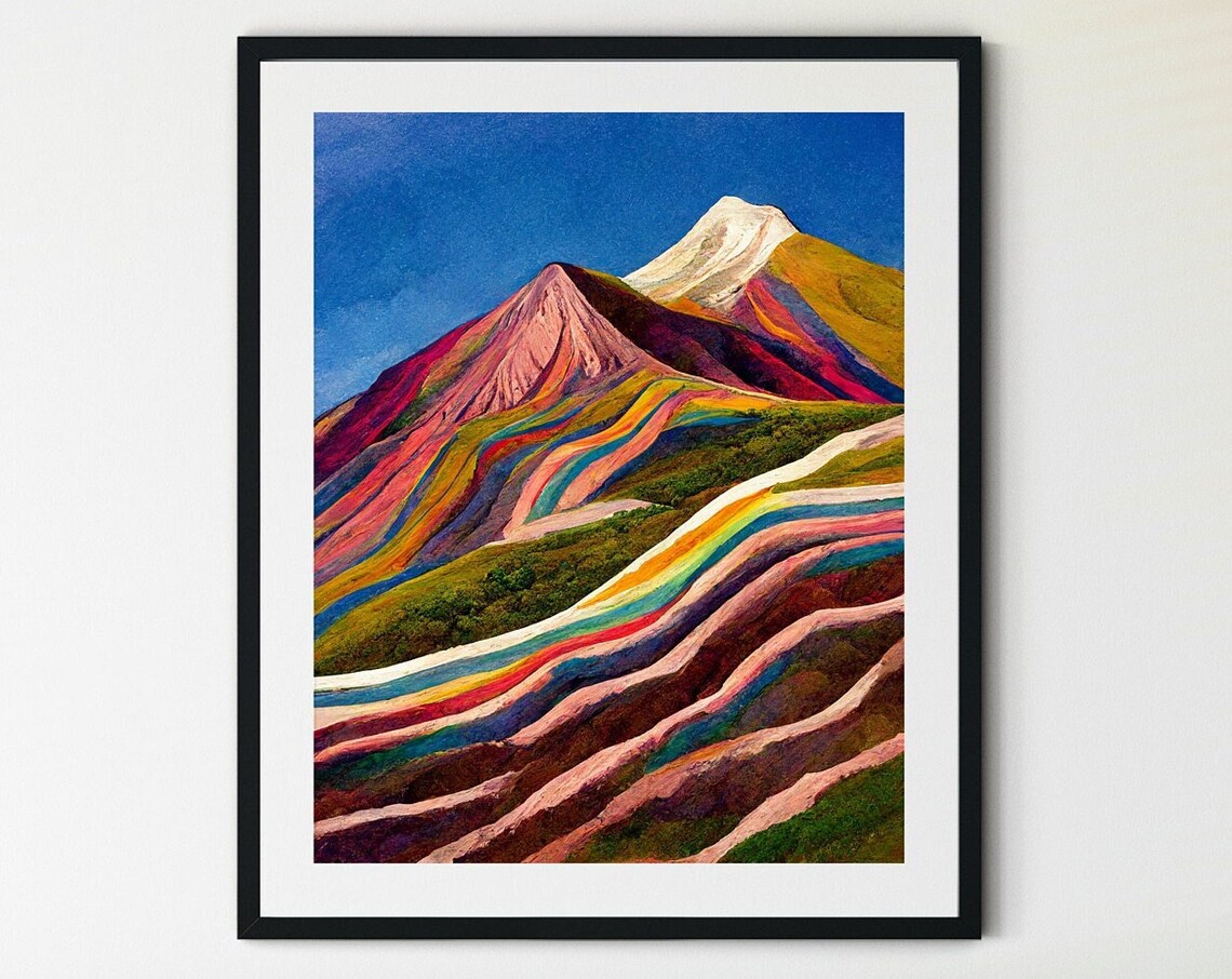 Vinicunca Rainbow Mountain, Peru Landscape Art Print