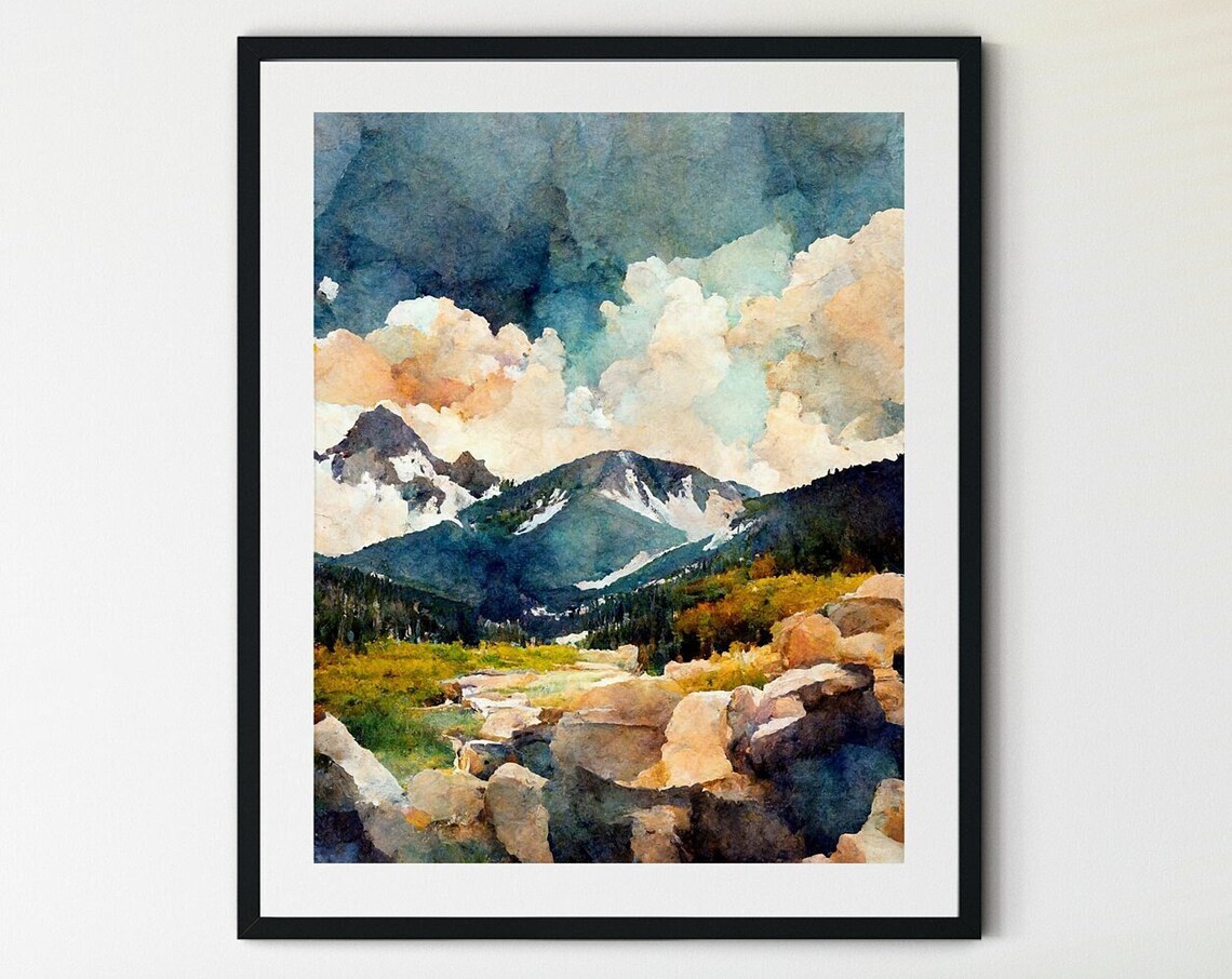 Rocky Mountain Art Print, Canadian Rockies Poster