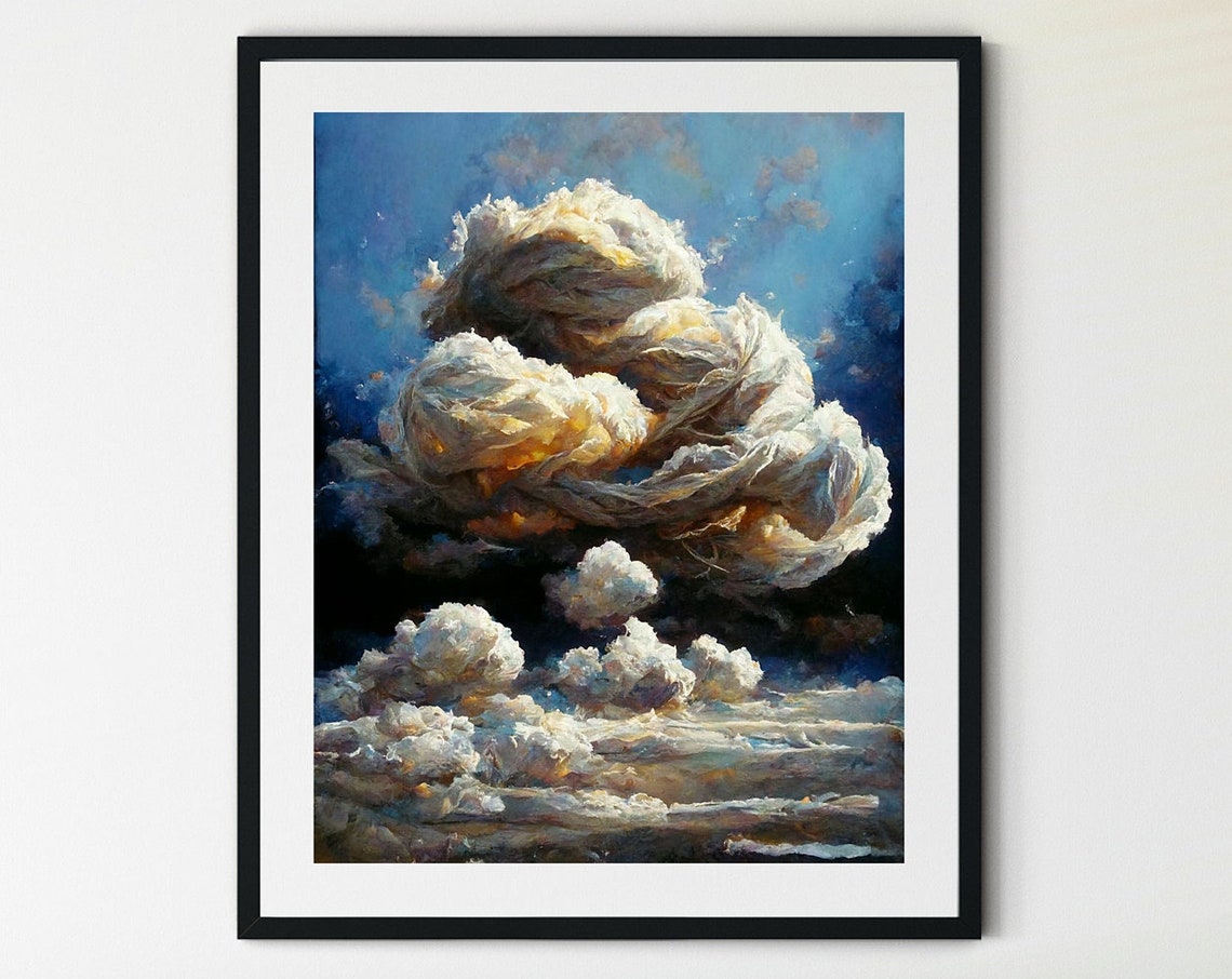 Dramatic Golden Cloud Painting Blue Sky Impressionist Sky Poster