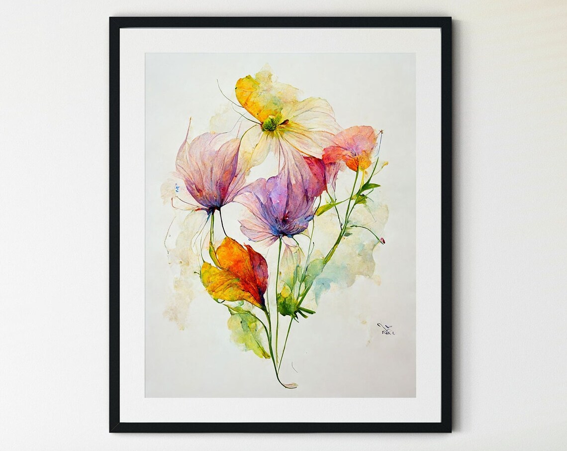 Wildflowers Botanical Art Print, Greenery Decor