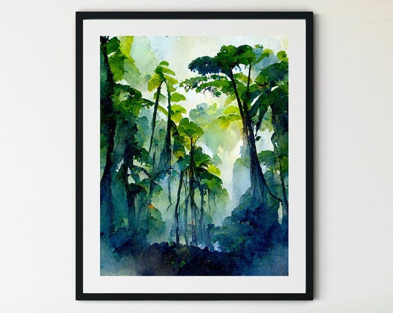 Forest Prints Rainforest Trees Art Wilderness Print Landscape Art Print Forest Wall Art Rainforest Decor Jungle Art Print