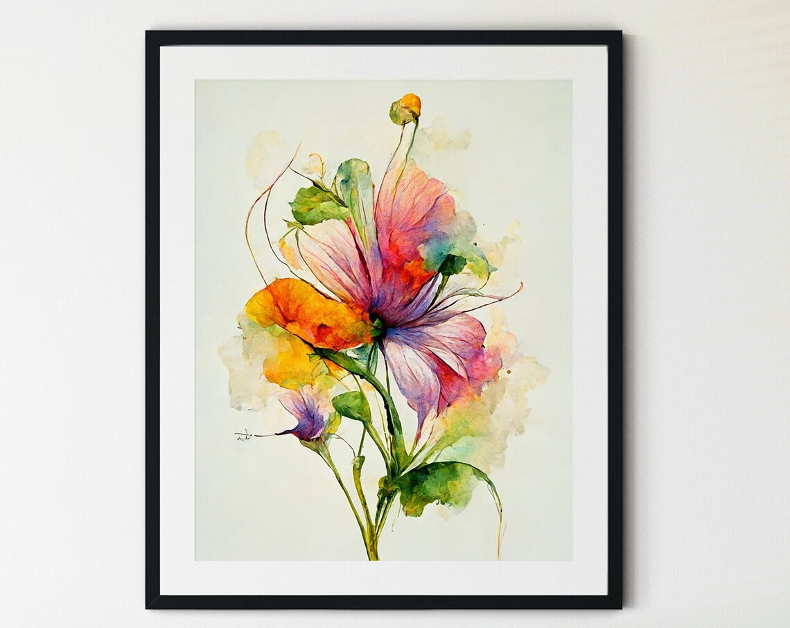 Wildflowers Botanical Leaf Print, Greenery Art Print