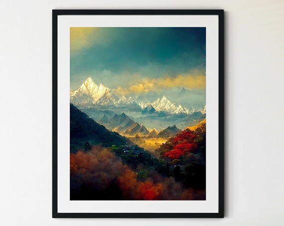 Mount Everest Base Camp Print Everest Nepal Print Himalayas Print Trekking Nepal Print Wall Decor Mountain Climbing Print Travel Print