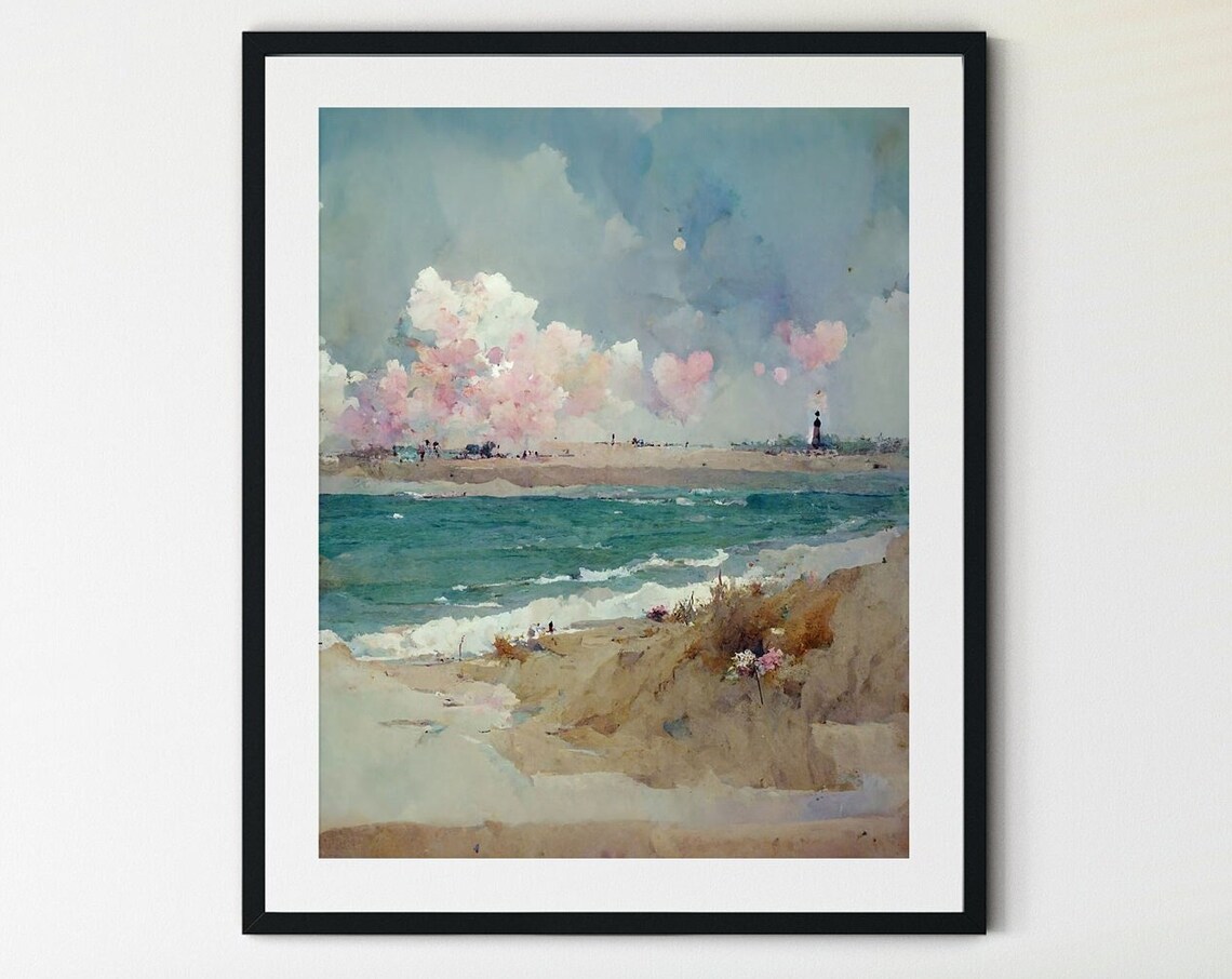 Rustic Coastal Vintage Seaside Landscape Art Print