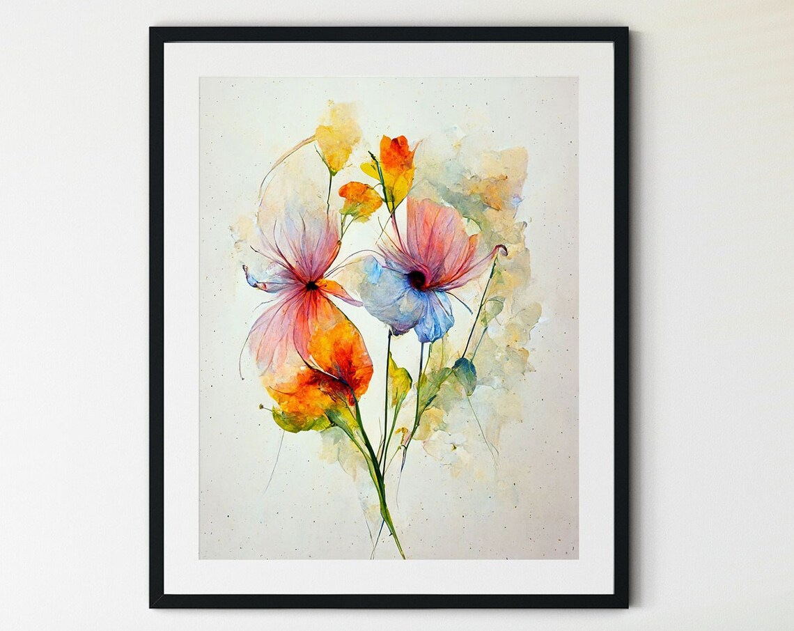 Colorful Wildflowers Watercolor Bouquet Bright Floral Poster