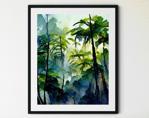 Forest Prints Rainforest Trees Art Wilderness Print Landscape Art Print Forest Wall Art Rainforest Decor Jungle Art Print