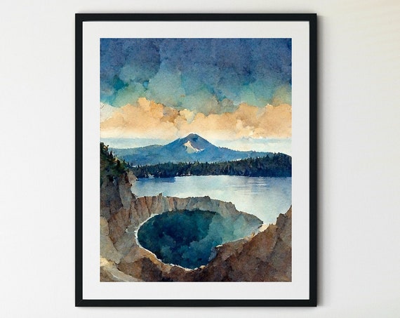 Crater Lake National Park Print National Park Poster Oregon Print Pacific Northwest Art National Park Art Travel Poster Wpa Poster