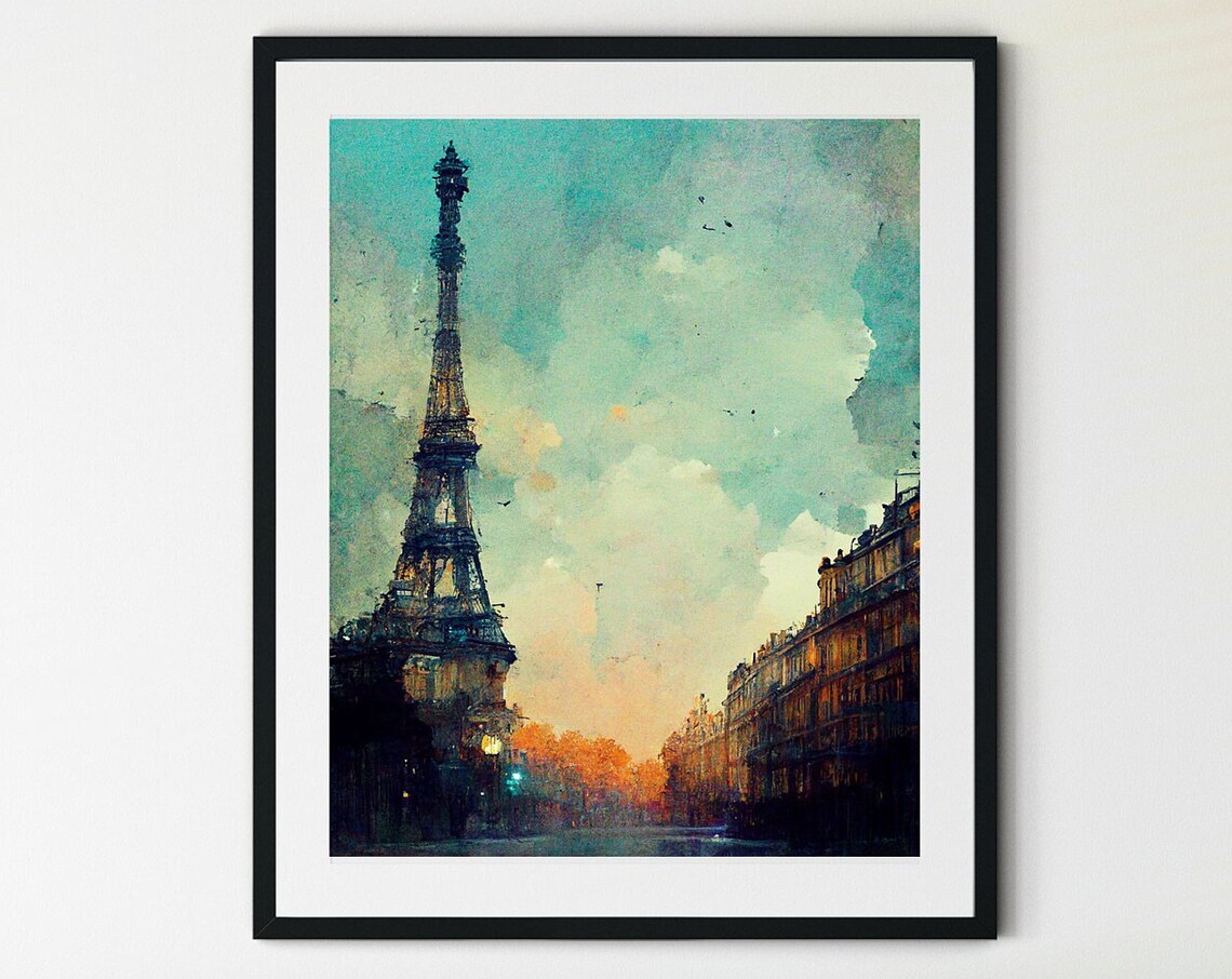 Paris Eiffel Tower View, France Cityscape Art Print