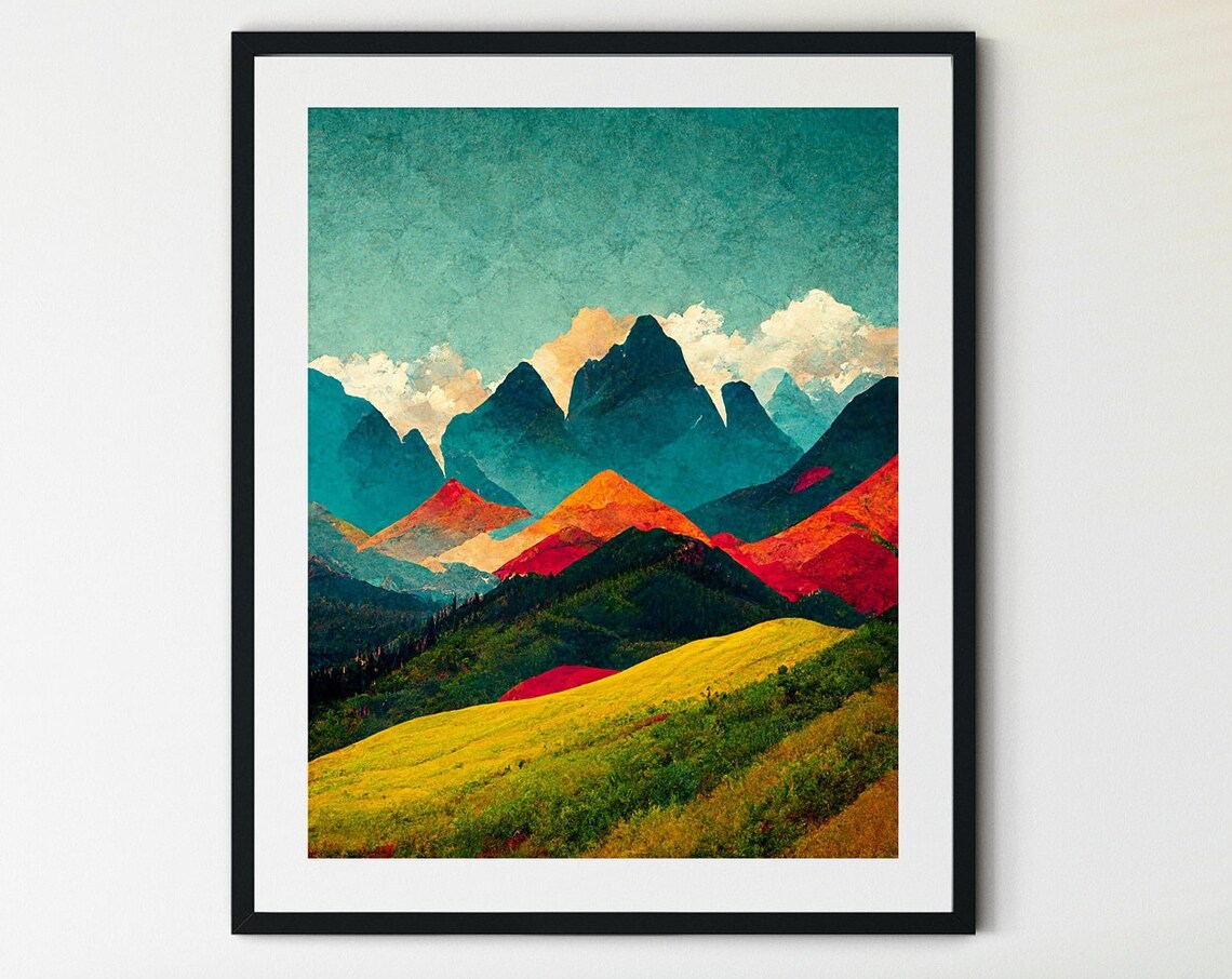 Rocky Mountain Print, Canadian Rockies Travel Poster
