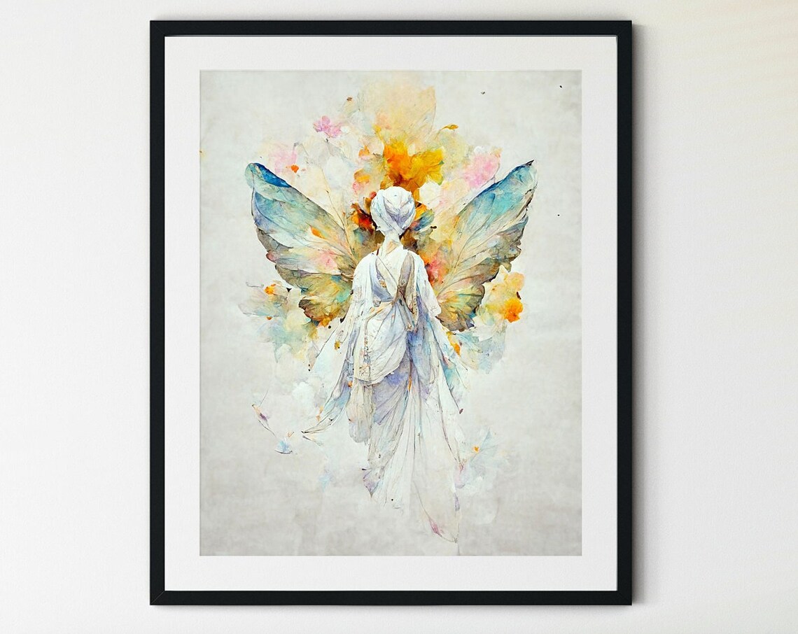 Guardian Angel Artwork Print, Spiritual Angel Wings