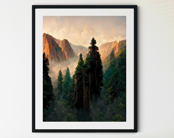 Sequoia National Park Print Sequoia Wall Art Sequoia Poster Sequoia National Park Mountain Art National Park Print