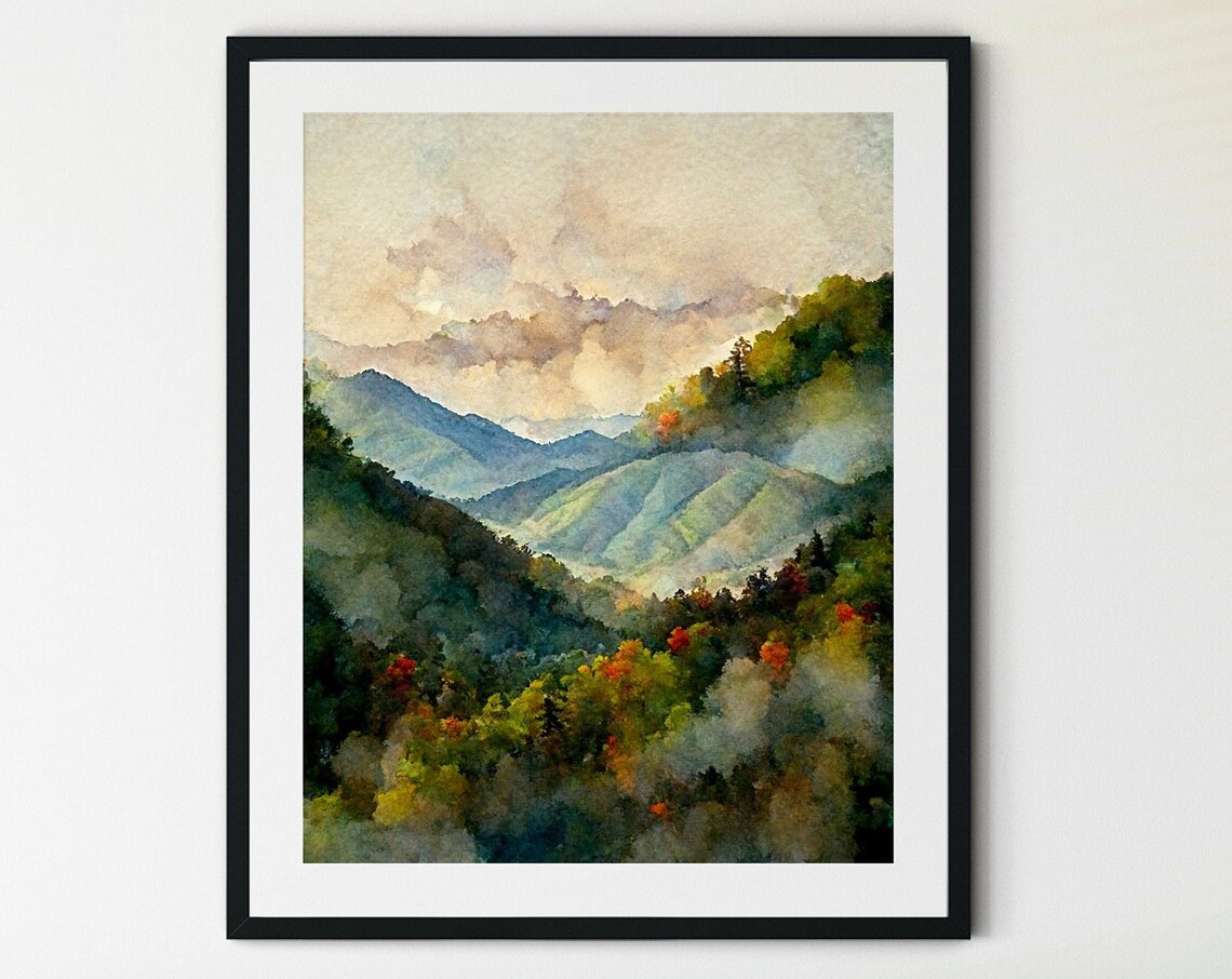 Great Smoky Mountains Travel Poster, Nature Landscape