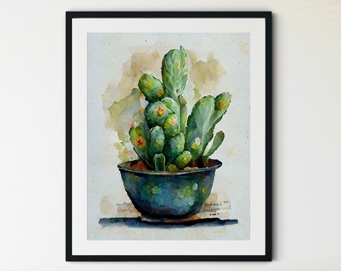 Potted Cactus Boho Western Desert Art Print