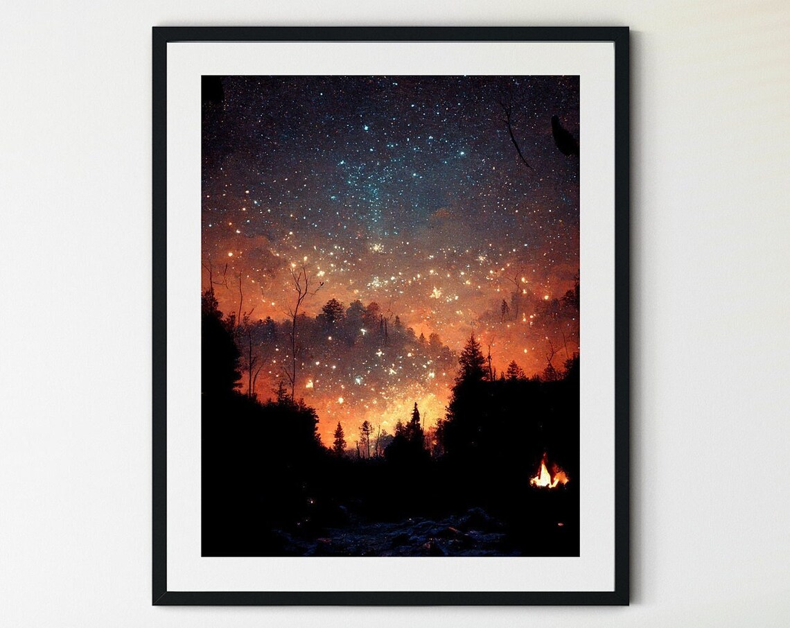 Camping Under The Stars Campfire Art Print