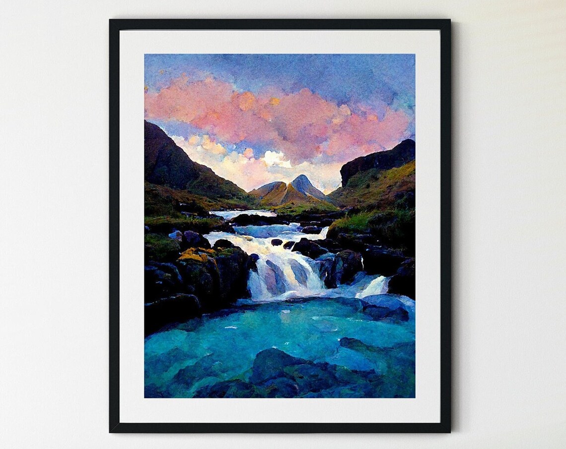 Isle Of Skye Fairy Pools Vintage Travel Poster