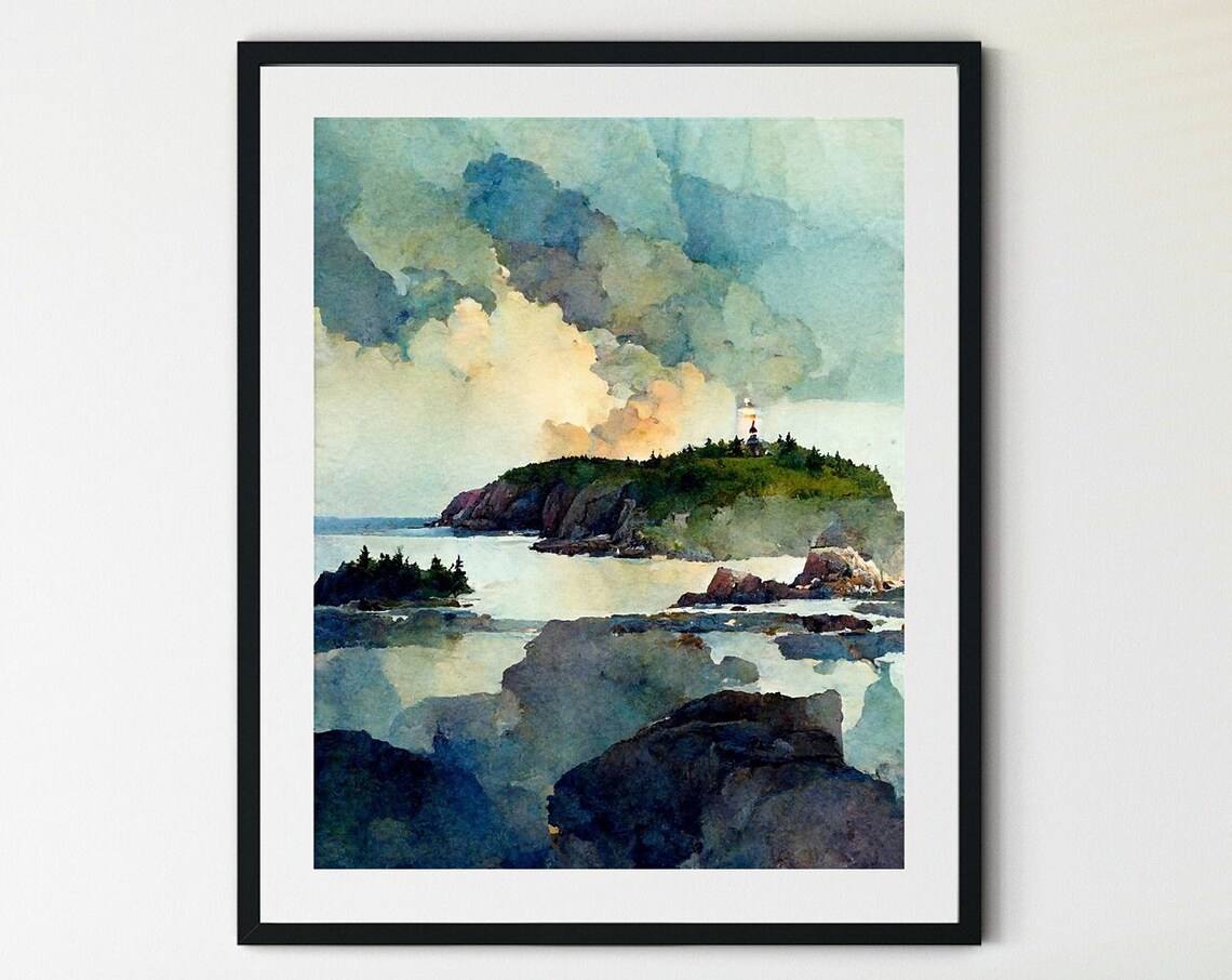 Acadia National Park Retro Travel Poster, Maine