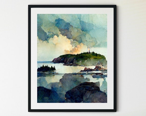 Acadia National Park Retro Travel Poster, Maine