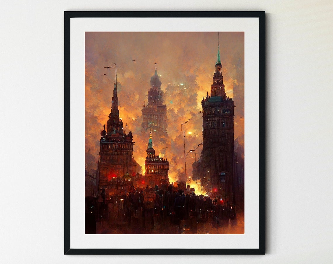 City Prints Skyline Print Cityscape Painting Art Print Painting Of A City Wall Art Cityscape Art Cityscape Print