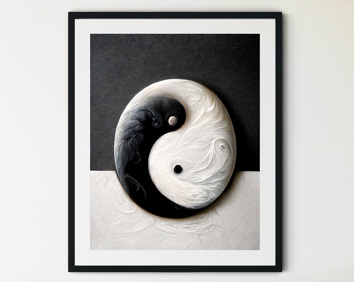 Yin Yang Black White Balance Symbol Minimal Zen Harmony Poster