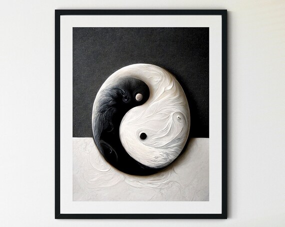 Yin Yang Black White Balance Symbol Minimal Zen Harmony Poster