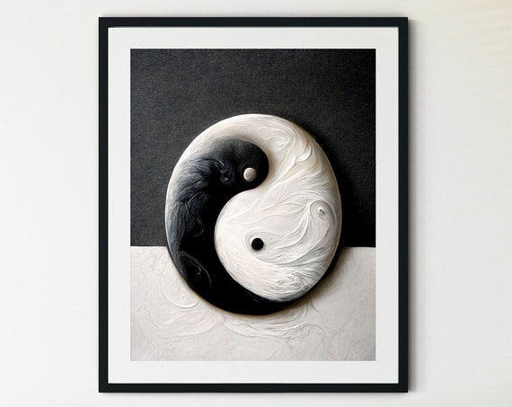 Yin Yang Wall Art Abstract Yin Yang Print Boho Wall Art Zen Print Spiritual Art Print Taoism Art 70s Wall Art Zen Wall Art