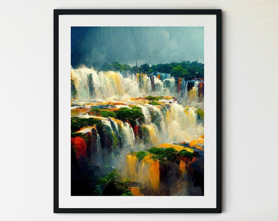 Iguazu Falls Print Brazil Print Rio Print Argentina Print Waterfall Wall Art Waterfall Print Rio Traditional Travel Print