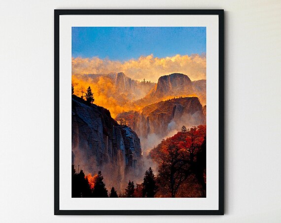Yosemite Print Yosemite Wall Art Yosemite National Park Poster Yosemite Poster Mountain Art National Park Print National Park Art