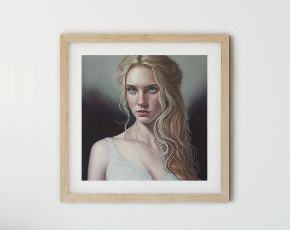 Vintage Woman Portrait Art Print, Female Portrait
