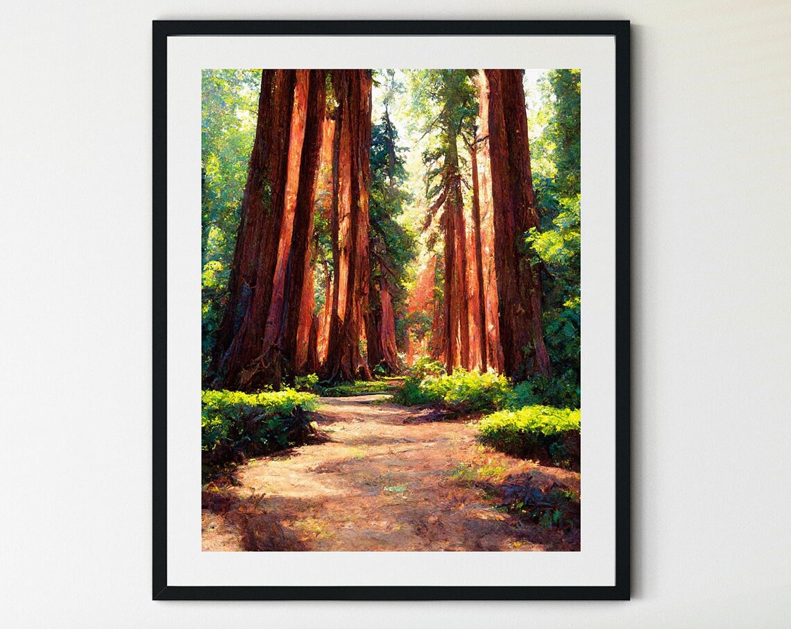Redwood Tree Wall Art Redwood National Park Travel Poster Vintage Travel Print Poster Eureka California Redwood Forest Print State Park