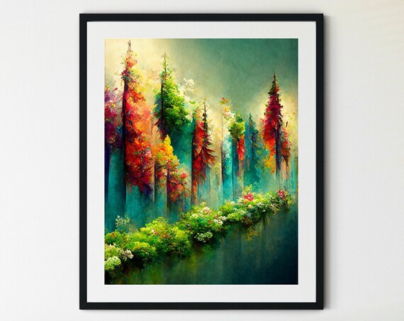 Vibrant Spring Landscape Forest Art Print