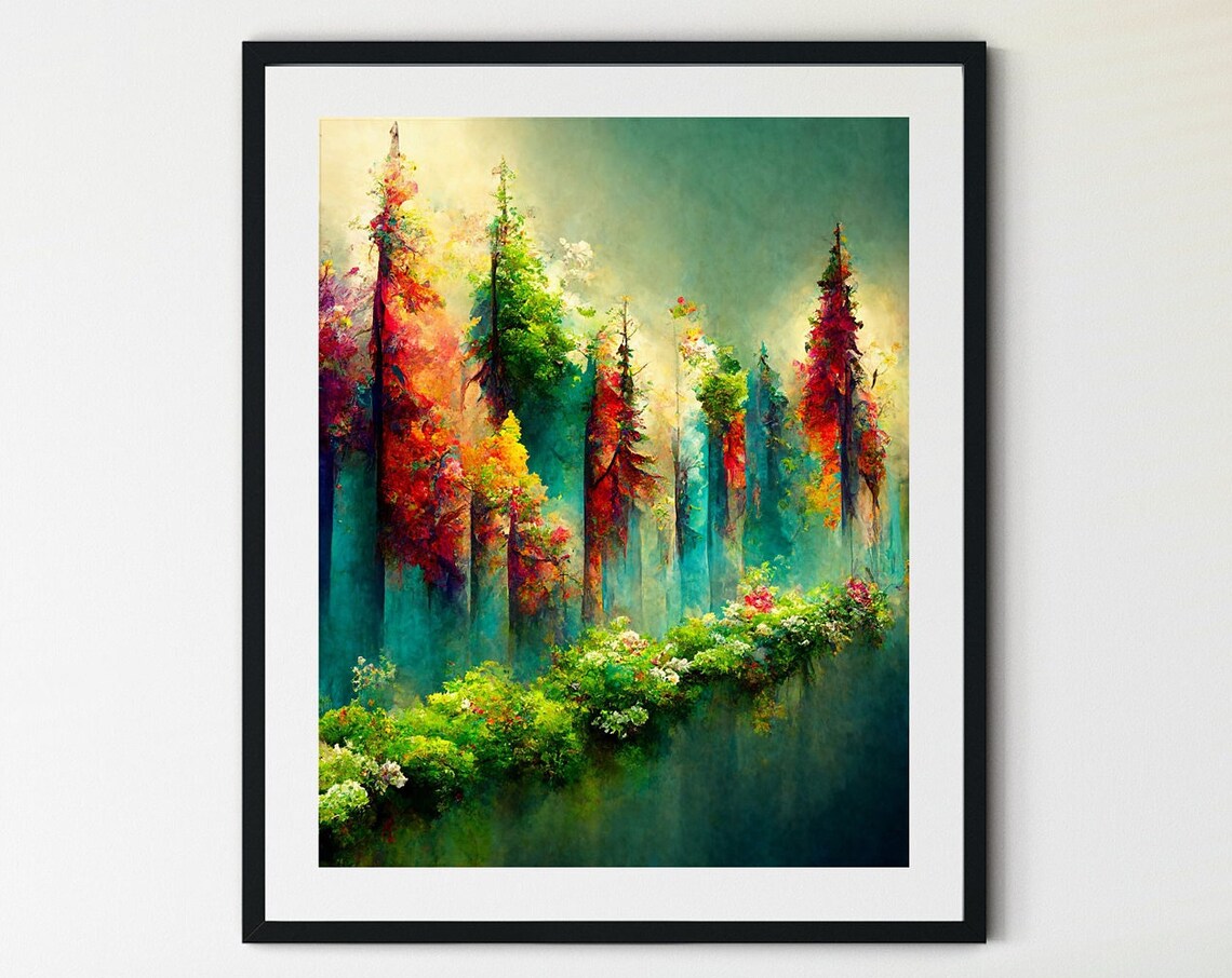 Vibrant Spring Landscape Forest Art Print
