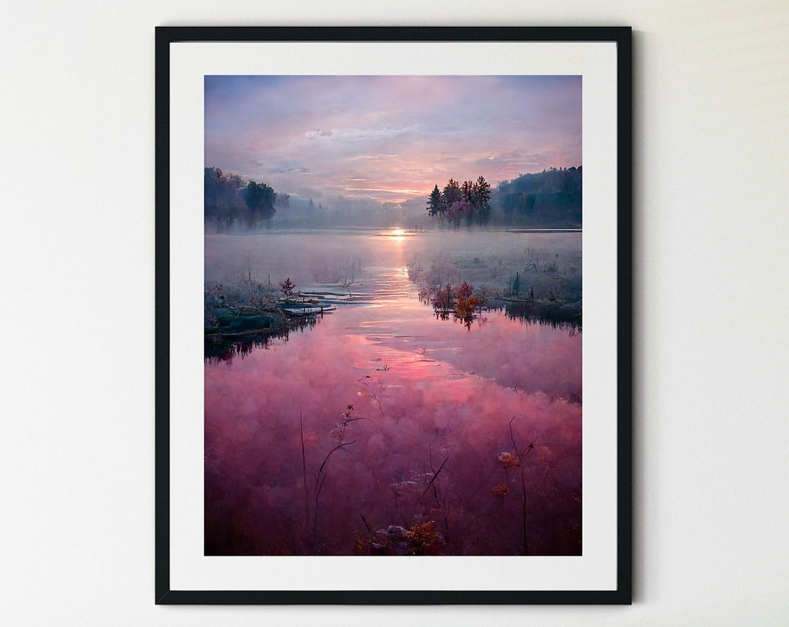 Shore Line Print Lake District Print Vintage Lake Print Nature Landscape National Park Print Travel Print Lake House Painting