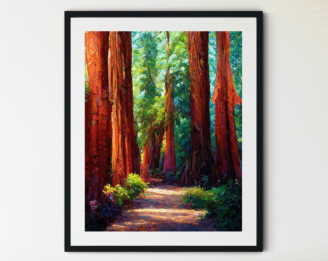 Redwood Tree Wall Art Redwood National Park Travel Poster Vintage Travel Print Poster Eureka California Redwood Forest Print State Park