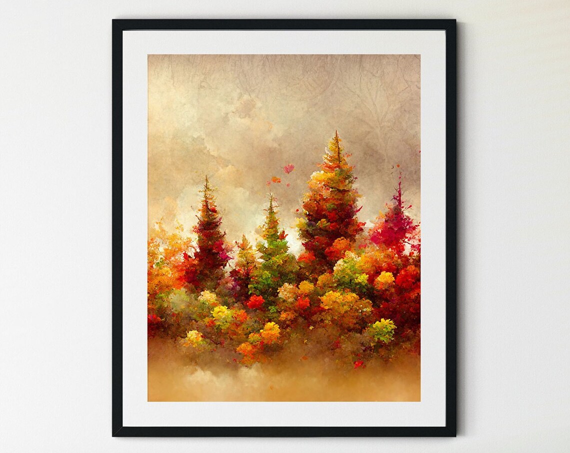 Autumn Landscape Art Print, Vintage Fall Decor
