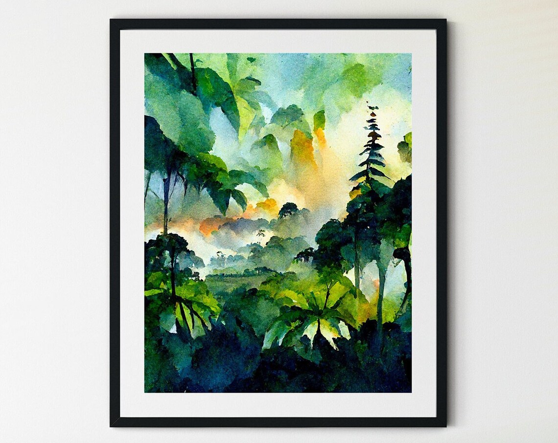 Rainforest Trees Art Print, Forest Landscape