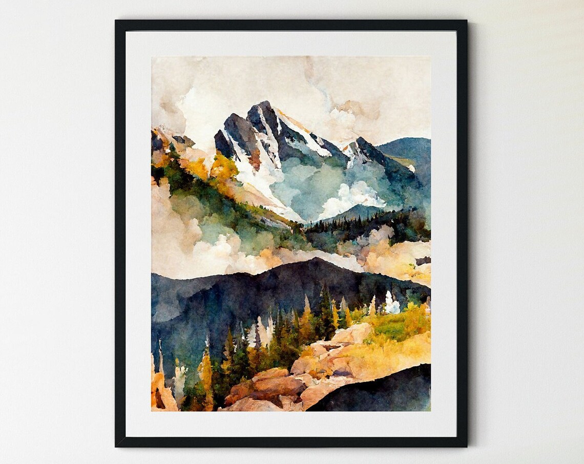 Rocky Mountains Canada Art Print, Mountain Landscape