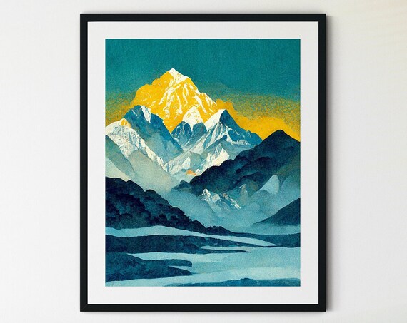 Mount Everest Base Camp Print Everest Nepal Print Trekking Nepal Print Himalayas Print Wall Decor Travel Print Mountain Climbing Print