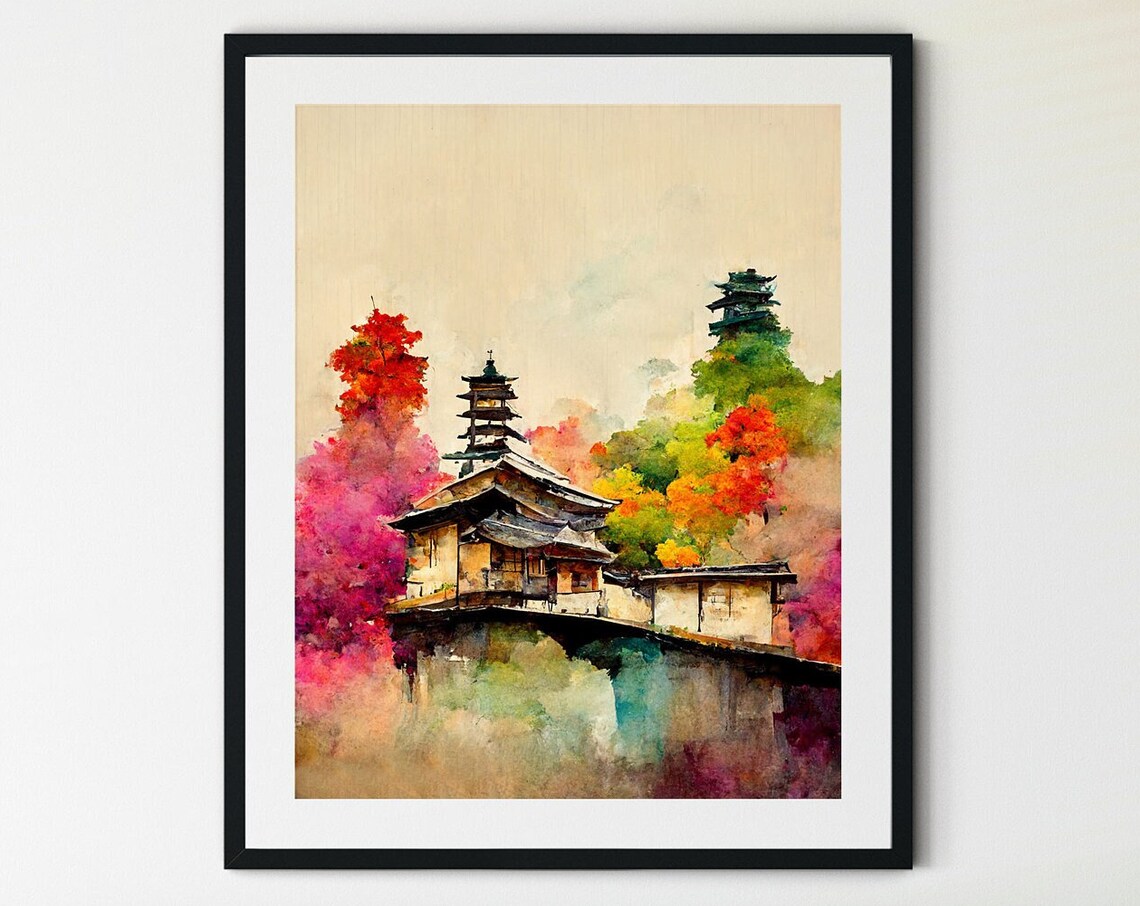 Kyoto Japan Vintage Travel Poster, Japanese Art Print