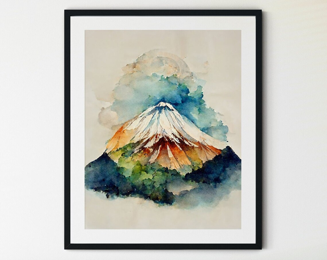 Mount Fuji Japanese Travel Poster, Mountain Art Print